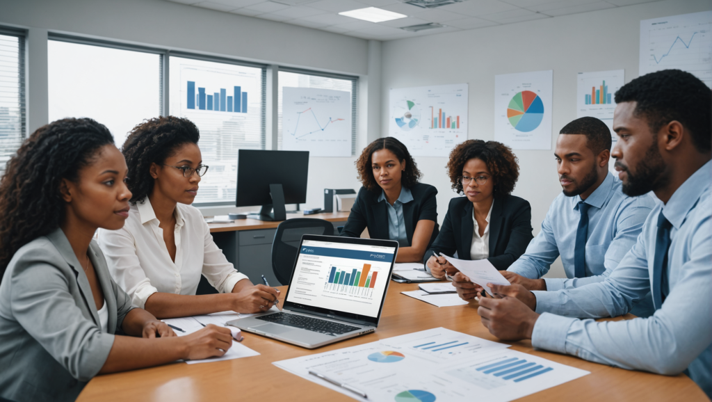Groupe de professionnels discutant autour d'une table