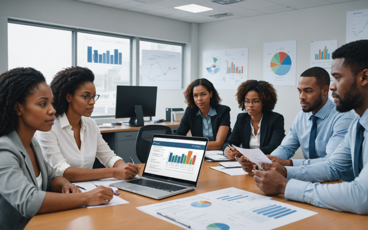 Groupe de professionnels discutant autour d'une table
