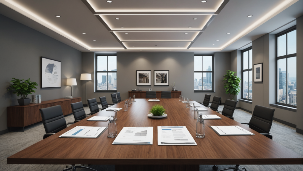 Salle de réunion avec grande table