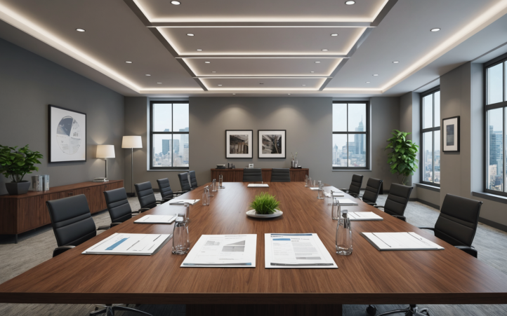 Salle de réunion avec grande table