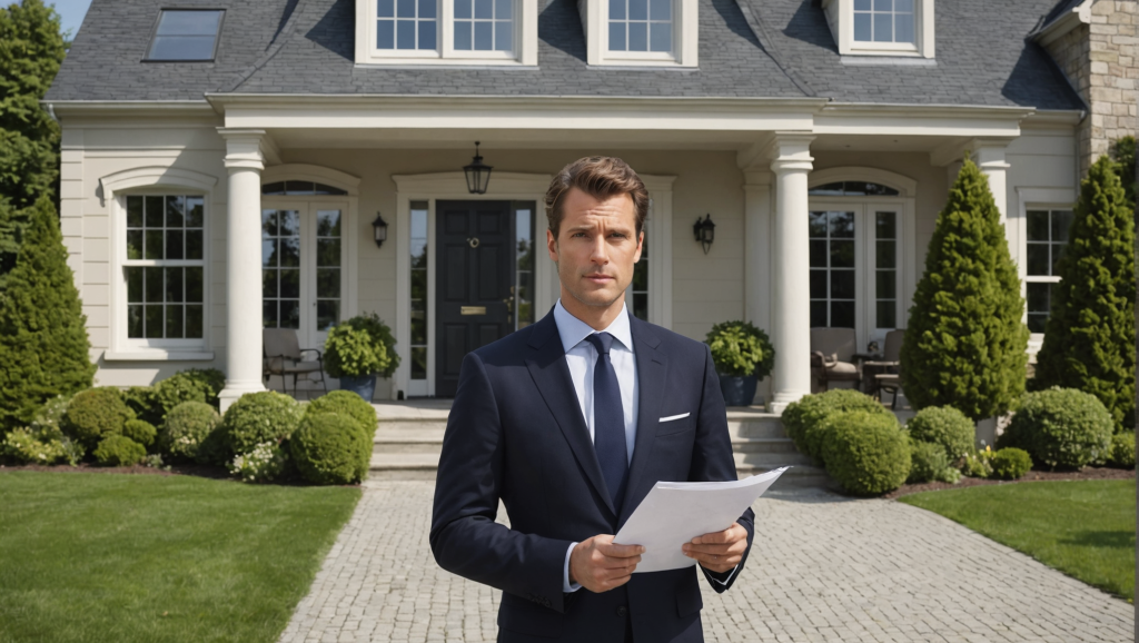 Homme en costume tenant un document