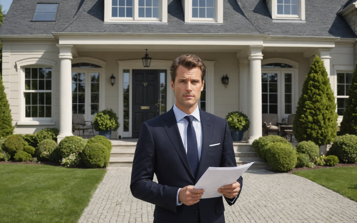 Homme en costume tenant un document
