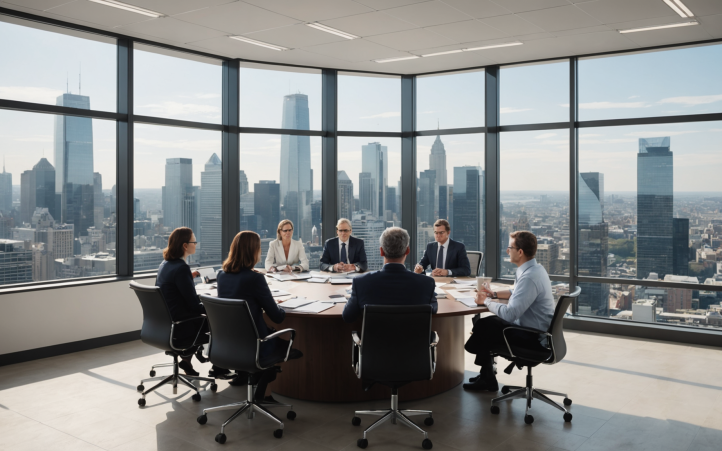 Personnes en réunion dans un bureau moderne