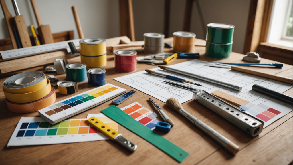 Table avec des outils de peinture