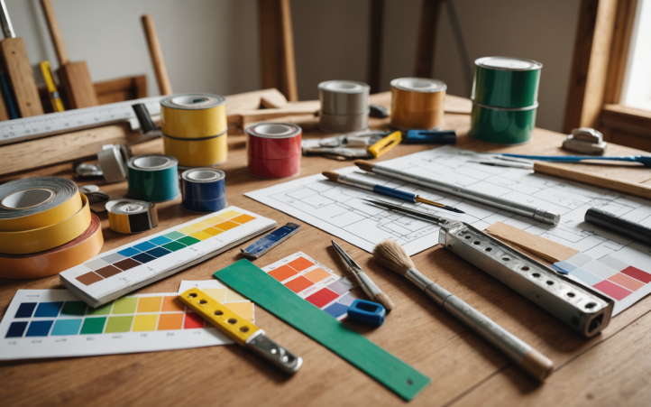 Table avec des outils de peinture