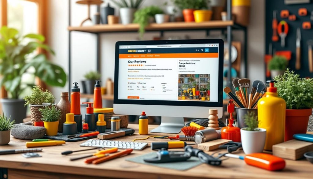 Bureau avec ordinateur et outils de bricolage