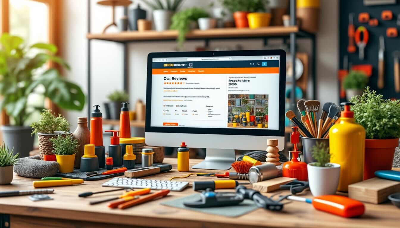Bureau avec ordinateur et outils de bricolage