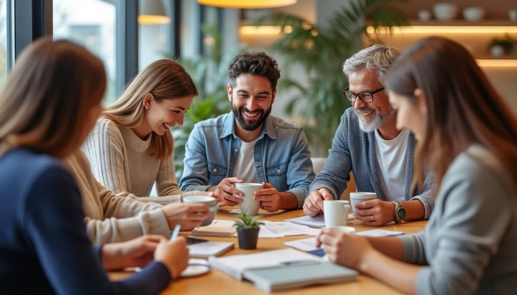 Groupe de personnes en réunion autour d'une table