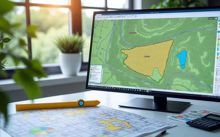 Carte géographique affichée sur un écran d'ordinateur