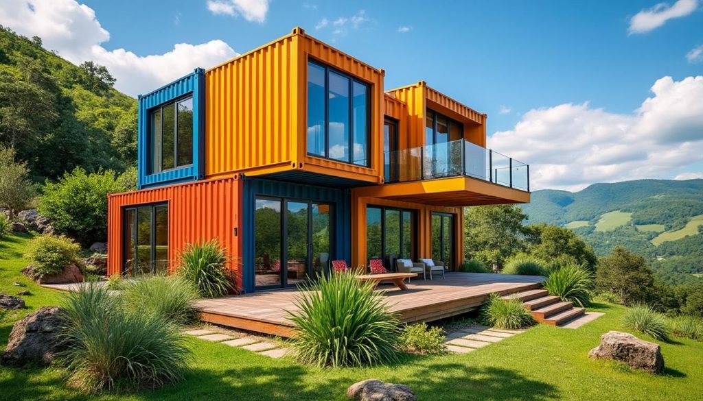 Maison moderne avec des couleurs vives